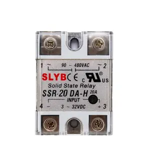 Single Phase Fotek Type Solid State Relay SSR 20DA-H 3-32VDC Input to 90-480VAC Output by Zhejiang Factory