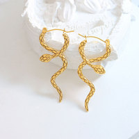 Pendientes de Aro de Serpiente de Lujo de Acero Inoxidable 316L Coreano al por Mayor, Chapados en Oro PVD de 14k y 18k, Modernos y de Moda para Mujer