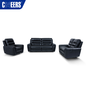 Manwah Cheers Phong Cách Châu Âu 2 + 2 + 1 Sang Trọng Phòng Khách Sofa Đặt Đồ Nội Thất Ngồi Có Thể Ngả Cắt Sofa Hiện Đại Da Màu Đen Đi Bộ - Product Image 3
