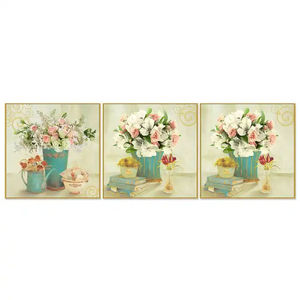 Ensemble <span class=keywords><strong>d</strong></span>'art mural sur toile encadré/sans cadre - Impressions de vase à fleurs roses vintage pour la <span class=keywords><strong>d</strong></span>écoration du salon et de la chambre à coucher - Product Image 5