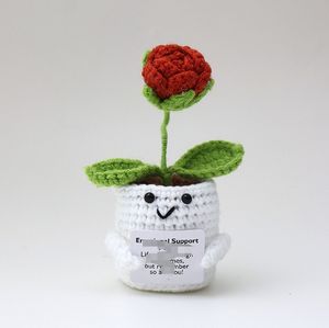 Grazioso Logo personalizzato uncinetto a mano piante Color lavanda rose e foglia verde con carta di <span class=keywords><strong>testo</strong></span> carino uncinetto giocattoli per bambini - Product Image 2