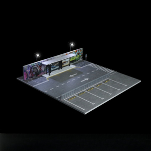 Modelo de Estación de Autobuses a Escala 1:64, Diorama Realista de Calle con Iluminación para Exhibición de Autos a Escala, Plataforma de Estacionamiento - Product Image 1