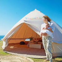 Lona al aire libre impermeable algodón lona campana tienda familia caliente Tente De Camping Yurt tienda con estufa
