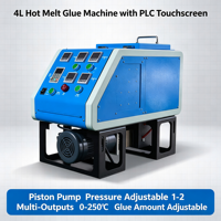 Machine à colle thermofusible multi-langues à écran tactile 4L, pistolet anti-goutte 0-250 ℃   pour l'assemblage de cartons et de boîtes cadeaux