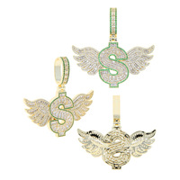 Collier pendentif style punk avec signe dollar et motif aile pour bijoux masculins