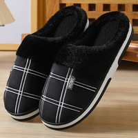 Chaussons d'hiver pour hommes à bout fermé, doublure en peluche, fourrure chaude, pour la maison, taille extra large 45-48