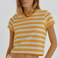 Ensemble 2 pièces loungewear pour femme : T-shirt rayé oversize à manches courtes et short, personnalisable avec logo, vente en gros