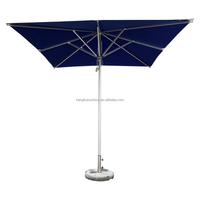 HH Commercial 9FT Parasol de table de patio en bois blanc pour restaurant, jardin, café, parasol d'extérieur avec logo