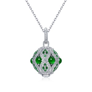 Colgante FYXL1259G con Plata de Ley 925 y Circonia Sintética, Colgante Esférico de Estilo Francés Antiguo con Trabajo Calado (Tres Colores) - Product Image 2