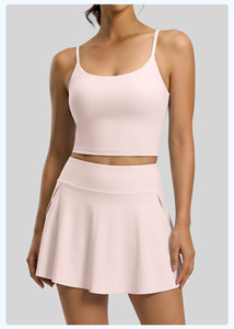 Strap <strong>Bra</strong> Golf Skirts Sets 2 Layers High Waist 2pcs Golf Wear Girls Quick Dry Tennis Wear for Women - Product Image 2