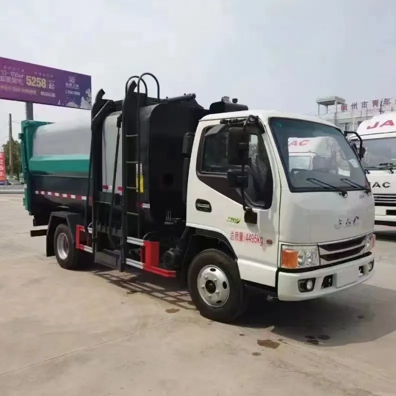 China JAC Hydraulic Loading Entladen Abfall wagen Hängende Schaufel Seiten lader Müllwagen