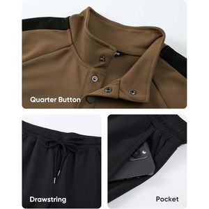 Conjunto de 2 piezas informal personalizado para hombre, Sudadera ligera con botones cuartos y conjunto de chándal para correr, sudadera con botones cuartos - Product Image 3