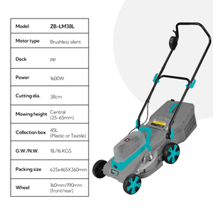 <span class=keywords><strong>Tondeuse</strong></span> à gazon électrique pliable à pousser à la main 1600W avec bac de ramassage de 45L - Product Image 1