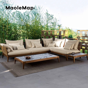 Salon jardin extérieur luxuriant rustique teck canapé piscine meubles balconi patio <span class=keywords><strong>osier</strong></span> chaises <span class=keywords><strong>terrasse</strong></span> <span class=keywords><strong>fauteuil</strong></span> en bois - Product Image 3