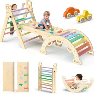 Juego de Triángulos Pikler de Madera Inspirado en Montessori para Niños, Estructura de Escalada para Gimnasio <span class=keywords><strong>Infantil</strong></span> y Jardín de Niños - Product Image 1