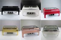 Chauffe-Plat Électrique de Luxe Doré en Acier Inoxydable avec Fenêtre 9L pour Buffet de Restaurant, Maintien au Chaud et Présentation