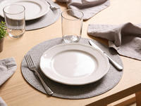 Set de table rond traditionnel en plastique PP tissé rayé, antidérapant, naturel, imperméable et recyclable pour restaurants durables