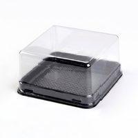 Boîte à dessert carrée transparente en PET pour l'emballage de tiramisu et de gâteaux, vente en gros, conteneur alimentaire écologique
