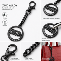 Pendentif de sac à main en alliage de zinc noir mat personnalisé avec silhouette 3D de chien Shiba Inu et chaîne, breloque de sac en métal
