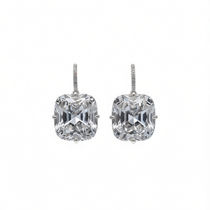 Orecchini in Oro Bianco con Diamanti Taglio Cushion Colore D Naturali Certificati GIA Gioielli Classici da Donna per Matrimonio - Product Image 1