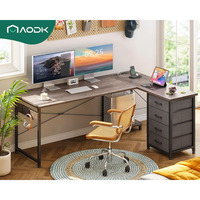 Bureau d'ordinateur moderne en forme de L avec tiroirs à 4 niveaux et port de charge USB Mobilier d'angle pour bureau à domicile avec support d'accueil élégant