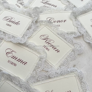 Luxury Handmade Lace Wedding Invitation Card Deckle Edge Vintage Elegant Custom <b>Printed</b> Letterpress Embossed Offset <b>Paper</b> - Product Image 5