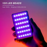 Ulanzi VL120 Lumière Vidéo RVB sur Caméra 3100mAh 2500-9000K Panneau LED d'Éclairage d'Appoint (CRI95 Adaptateur Griffe Porte-Accessoire Diffuseur Souple) 360