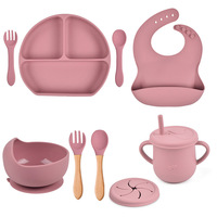 Ensemble d'alimentation pour bébé en silicone de qualité alimentaire pour tout-petits sevrage tasse à bec avec couvercle en paille comprenant une assiette pour enfants pour les repas des enfants