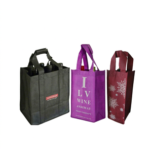 Eco Friendly Durable <b>Reusable</b> Plain Non Woven Cotton Jute Wine Tote <b>Bags</b> with Shoulder Strap Customizable for Gift Carry - Product Image 1
