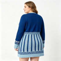 Ensembles de tricots personnalisés pour femmes, nouveau design, robe mini sans manches en tricot torsadé rayé, cardigan à col en V à simple boutonnage