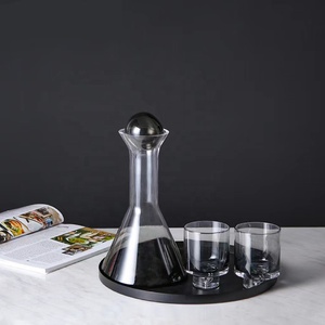 European style Decoration Wine Cabinet Crystal Glass Wine Set two cup one decanter creative ins style bar wine set