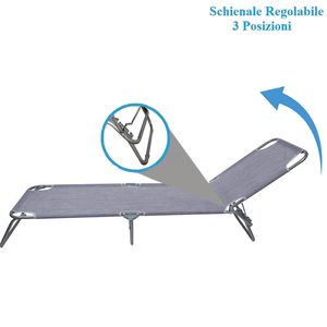Sdraio Pieghevole 180x55x62 Cm Capacità 120 Kg Sedia a Sdraio da Giardino in Tessuto Arredo Esterno per Patio - Product Image 3