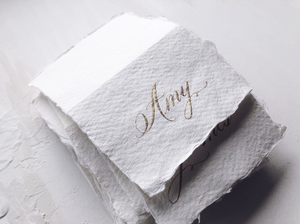 Tarjetas clásicas de nombre de caligrafía con tienda/tarjetas de lugar con tienda en papel de borde de cubierta de trapo de algodón hecho a mano/, oro, oro rosa, Plata - Product Image 2