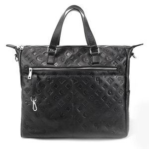 Sac à main pour homme noir à motifs avec monogramme en relief, mallette structurée pour homme, sac à bandoulière avec poignée de <span class=keywords><strong>transport</strong></span>, pour le bureau - Product Image 5
