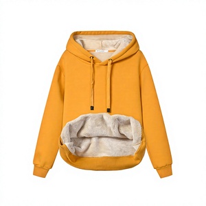 Sudadera con Capucha para Mujer, Diseño Personalizado OEM, Color Sólido, Forro Polar, Informal, Manga Larga, Transpirable, de Algodón y Fibra de Bambú - Product Image 1