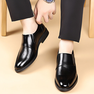 Mocassins en cuir à enfiler pour homme, bout rond, semelle extérieure en caoutchouc antidérapante, chaussures décontractées et confortables pour affaires et mariages - Product Image 3