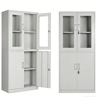 Armoire à dossiers en métal robuste à double porte avec étagères réglables, compartiment inférieur verrouillable, organisateur de rangement de bureau en acier