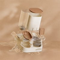 Distributeur d'eau et de nourriture semi-automatique à gravité pour animaux de compagnie, grande capacité, étanche, base antidérapante, réservoir de nourriture 2,3 L, réservoir d'eau 1,3 L