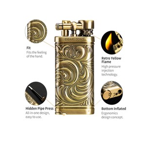 Venta caliente de alta calidad personalizado de un solo fuego a prueba de viento perforador encendedor de cigarros butano encendedor antorcha para cigarros - Product Image 1