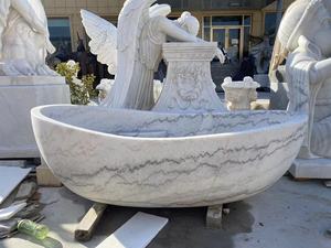 Personnalisé Sculpté À La Main Grande Guangxi Blanc Solide Pierre Marbre <span class=keywords><strong>Baignoire</strong></span> <span class=keywords><strong>200cm</strong></span> Longueur Statue Sculpture - Product Image 2