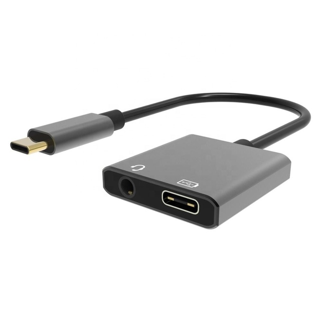 USB C to 3.5mm Audio Adapter, Type C to Dual 2 in 1 USB Type C Headphone Fast Charging Converter Adapter