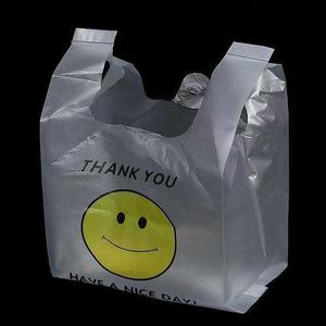Smiley Face Plastic T-Shirt <b>Bags</b> White PE Disposable General <b>Packaging</b> Transparent Food <b>Packaging</b> <b>Bags</b> - Product Image 2