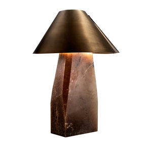 Lámpara de Mesa de Mármol con Pantalla Cónica Irregular, Bronce Antiguo, Fuente de Luz LED, Base E27, Control de Interruptor, Decoración de Hotel - Product Image 3