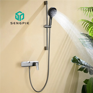Juego de <span class=keywords><strong>ducha</strong></span> de lujo para baño, sistema de <span class=keywords><strong>ducha</strong></span> de <span class=keywords><strong>lluvia</strong></span> montado en la pared con diseño de panel de <span class=keywords><strong>roca</strong></span> y grifo mezclador - Product Image 6