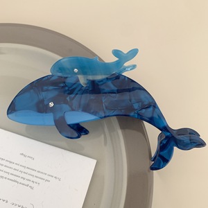 กิ๊บติดผมอะซิเตทสีดำขาวน้ำเงินคุณภาพสูง ดีไซน์น่ารักลายสัตว์ทะเล วาฬ ฉลาม เครื่องประดับผมทันสมัยสำหรับผู้หญิง - Product Image 5