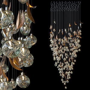 Lustre de mariage en <span class=keywords><strong>verre</strong></span> à <span class=keywords><strong>bulles</strong></span>, <span class=keywords><strong>suspension</strong></span> en forme de feuille, éclairage long pour escaliers, <span class=keywords><strong>suspension</strong></span> pour hall d'hôtel, LED 110-240V - Product Image 6