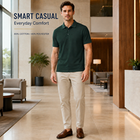 Polo pour homme 60% coton 40% polyester à manches courtes respirant facile d'entretien décontracté professionnel uniforme logo personnalisé vente en gros
