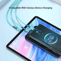 Câble de données USB Type-C 3-en-1 à charge rapide LED 120W QC 3.0 pour Android et écouteurs avec courant de 6A