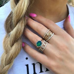 Gemnel минималистичное 925 серебро 18k Золото vermeil Багет cz Двухполосное кольцо - Product Image 2