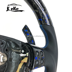 Volant en Fibre de Carbone Forgée Bleu LED avec Palettes de Changement de Vitesse pour Volkswagen <span class=keywords><strong>Golf</strong></span> <span class=keywords><strong>5</strong></span> Jetta Mk5 <span class=keywords><strong>GTI</strong></span> <span class=keywords><strong>Golf</strong></span> R - Product Image 4